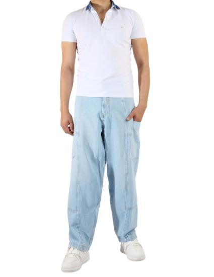 Denim Açık Mavi Cep Detaylı Wide Leg Pantolon